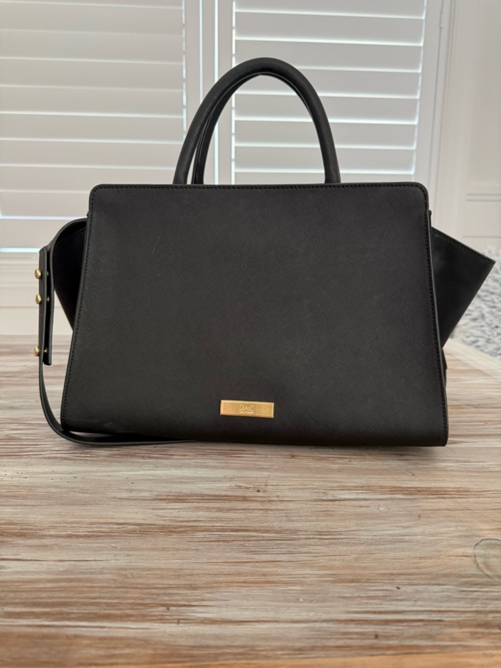 Zac Posen Black Satchel with Gold Plate